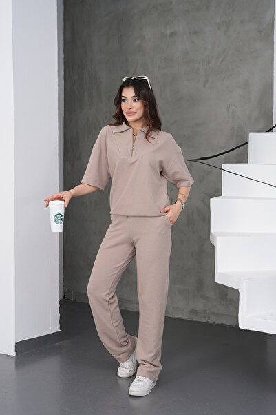 Merci Women's Comfortable Fit Zippered Cotton Sweat Pants Set