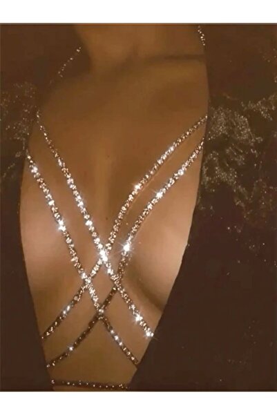 Ravinity Sexy Dekolte İçin Zincir Kolye, Taşlı Vücut Zinciri