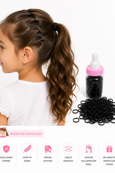Trend Mixs Mini Lastik Toka Seti Kopmaz Saç Lastiği Bebek Çocuk Örgü Tokası