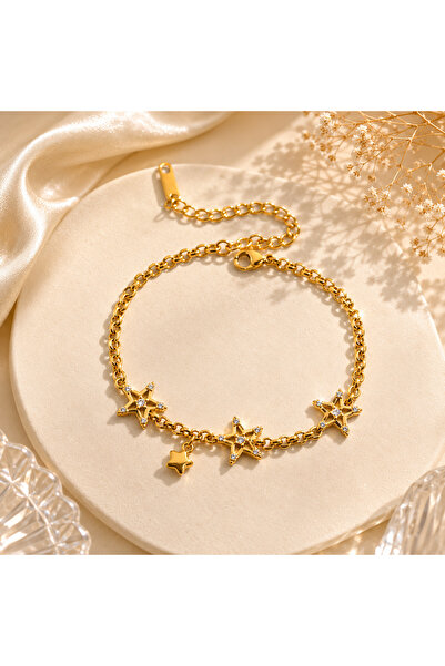 Passion by rahi 18K PVD Plated Stainless Steel Bracelet Bow Daisy Star Clear ...