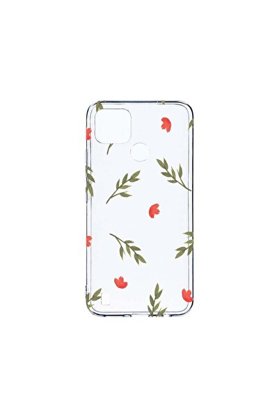 bestcase Διαφανής Θήκη Σιλικόνης 2MM, Συμβατή με Realme C21Y, Λουλούδια, Αντι...