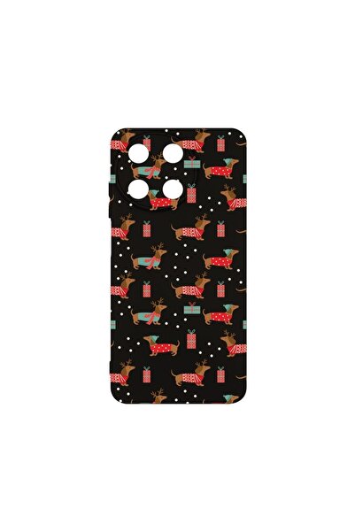 bestcase Премиум силиконов калъф, съвместим с Realme 11 4G, Дакел Коледа, Тън...