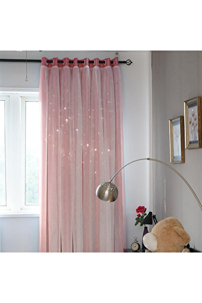 Choice Grommet Top 1X2M 1Pcs pink 1/2Pcs Stars Blackout Curtains Double Layer...