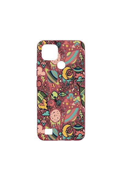 bestcase Силиконов калъф, съвместим с Realme C21, Вселена, Планети, НЛО, усто...