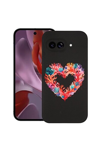bestcase Калъф за Google Pixel 9a, Коралово сърце, Тънък силиконов 0.8ММ, Уда...