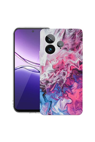 bestcase Husă pentru Realme GT 7 Pro cu design Marble Roz și Albastru, din si...