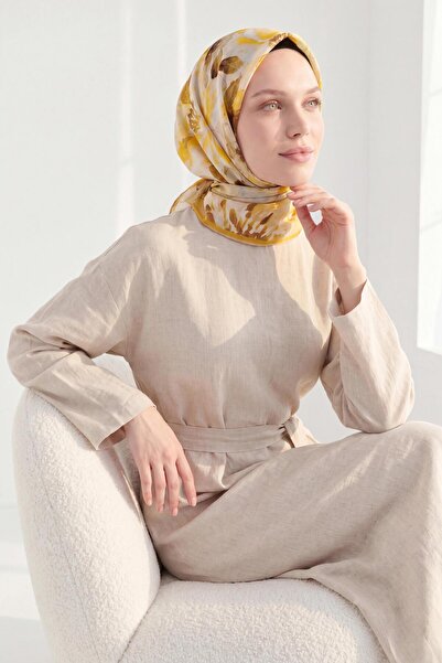 Silk Home Soft Scarf Watercolor Mustard 90X90