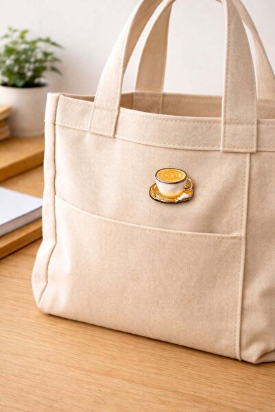 Shu Coffee Latte Cup Pin-Rozet | Çanta, Kot Ceket ve Sırt Çantası Aksesuarı