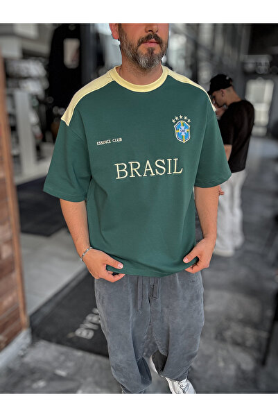 BYBASICMAN Zelena Brasil izvezena oversize majica ES-71-120
