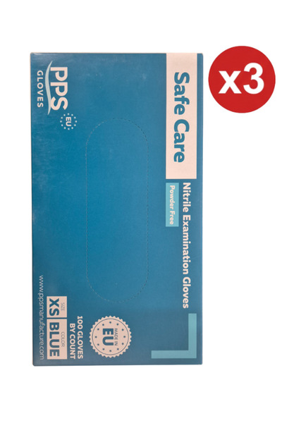 PPS Modré nitrilové rukavice bez púdru, 100 ks/krabica x 3