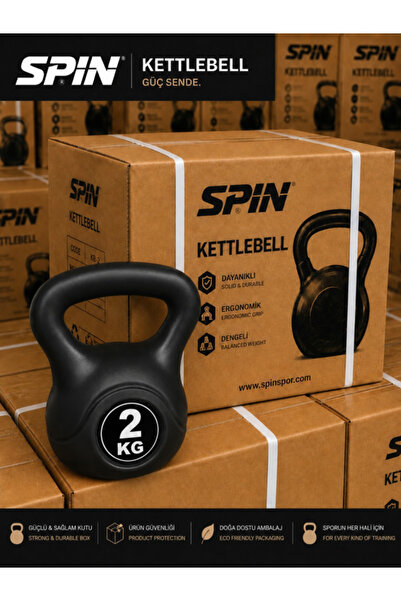 Spin Kettlebell Ağırlık 2 KG Dambıl Çaydanlık Tipi Limited Run Siyah