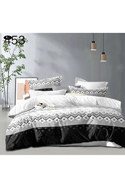 East Comfort Set de lenjerie de pat Finet 6 piese, gri cu romburi și linii-GR453
