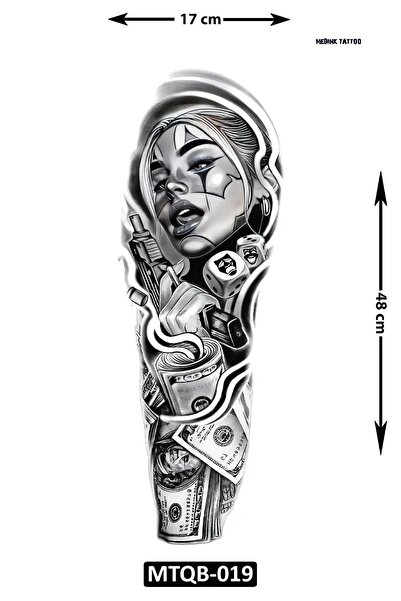 Attach MTQB-019 AMİGO KIZ VE DOLAR DESTESİ DESEN GEÇİCİ KOL DÖVMESİ-TATTO