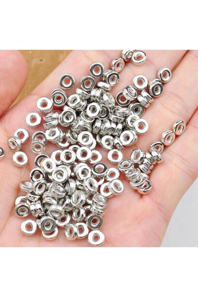 yiğit aksesuar 100 Adet 6 mm Plastik Gümüş Disk Ara Aparat Takı Malzemesi