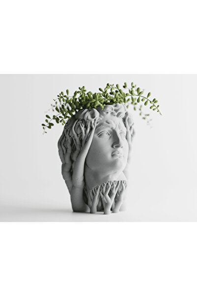Tasarım Organic David Dekoratif Saksı - David Heykeli Modern Bitki Saksısı 17 cm
