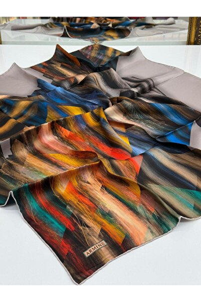 Armine Sura Silk Scarf Nostalgia Mink, Green, Yellow, Blue