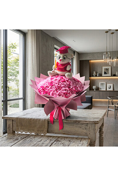 Boutique Bellaria Buchet Absolvire Premium 57 Trandafiri de Lux Eterni Satin ...