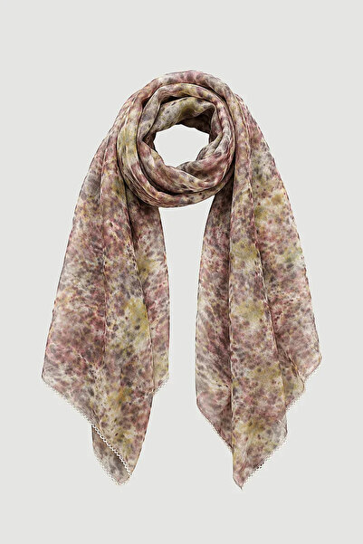 Gusto Ecoprint Trace Collection Embroidered Shawl - Purple