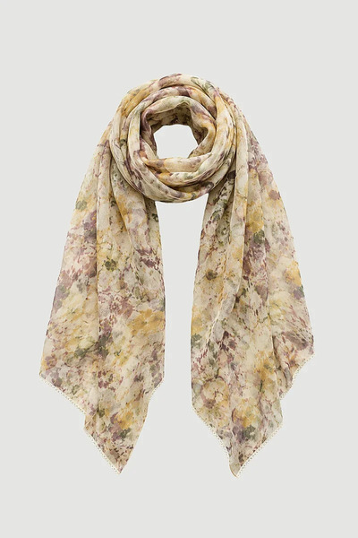 Gusto Ecoprint Trace Collection vezeni šal - bež
