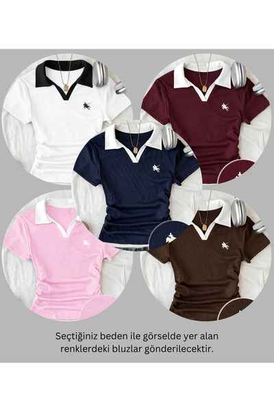 Gofeel 5 Li Soul Colorful Polo Collar Embroidered Gathered Blouse
