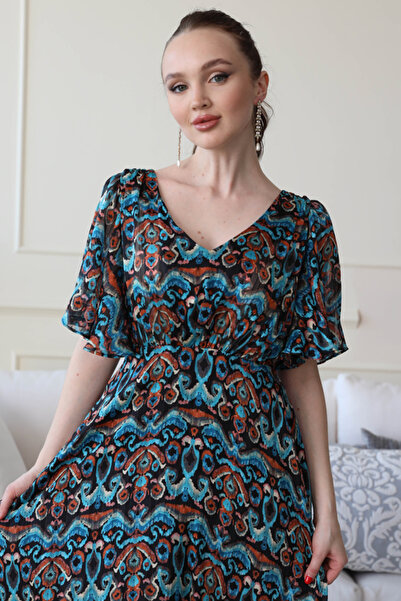 it's Mine Chiffon Dress with Patterned Pattern-