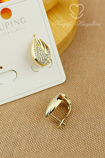 Keyifli Hayaller Xuping Earrings - Xuping Minimal Bud Zircon Stone Non-Tarnis...