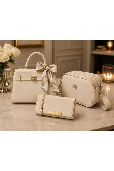 MODAMARKM MODERN 3 LÜ SET FULARLI OMUZ ÇANTASI+TELEFON ÇABTASI+CÜZDAN KOMBİNİ...