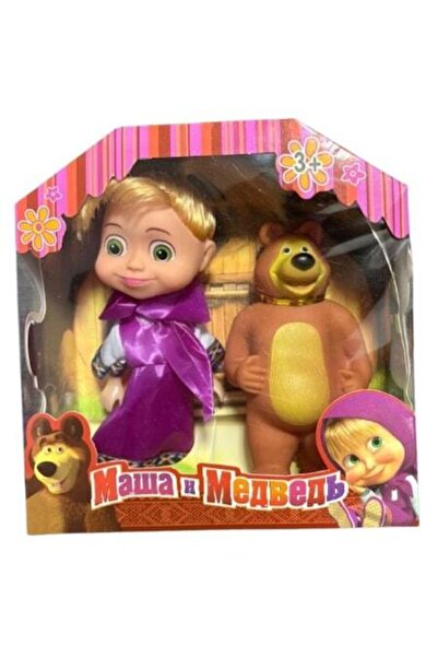 Masha and the Bear Set de 2 figurine, din seria animată, maro și violet, 15 cm