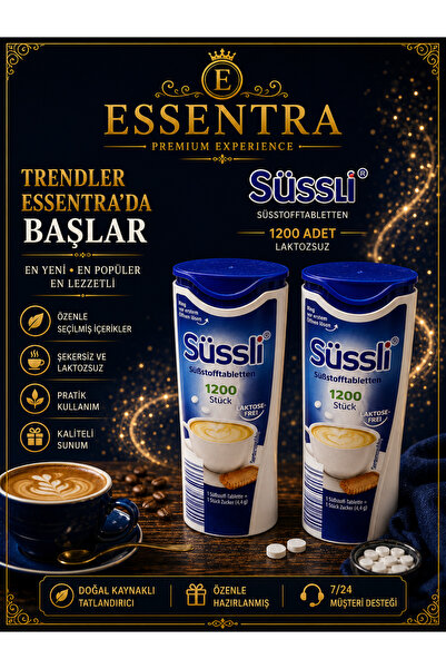 Essentra Home üssli Süßstofftabletten 1200 Stück 2’li Tatlandırıcı Tablet Şek...