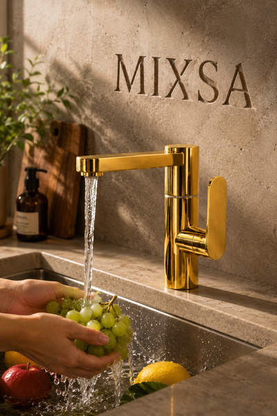 MİXSA Lüx Premium Gold Silva 360° Oynar Borulu Lavabo Bataryası Özel Seri Mod...