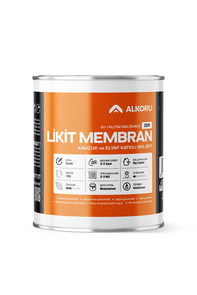 ALKORU 1 KG Zer Sıvı Zift Likit Membran Kauçuk ve Elyaf Katkılı Su Yalıtım Ma...