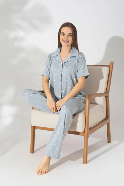 PİJAMERRY Short Sleeve Milan Fabric Pajama Set