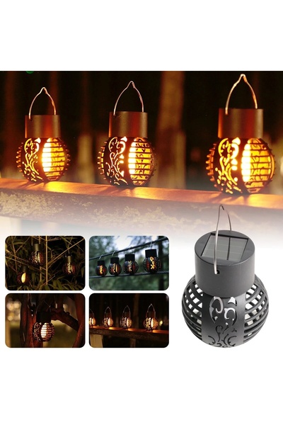 OEM Set de 4 lămpi solare LED de grădină din metal negru, design modern