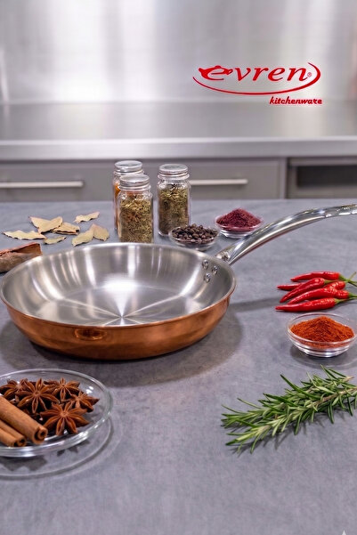 EVREN MUTFAK 30 Cm Katmanlı Multi metal Bakır Tava 2 mm İçi Çelik