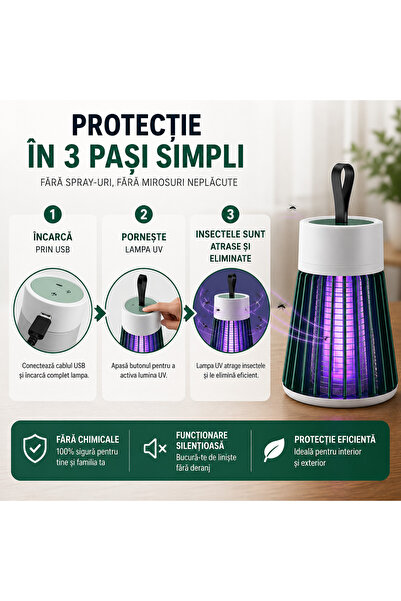 Magazinul reducerilor Lampă UV Anti Țânțari cu Încărcare USB, Ușor de Utiliza...