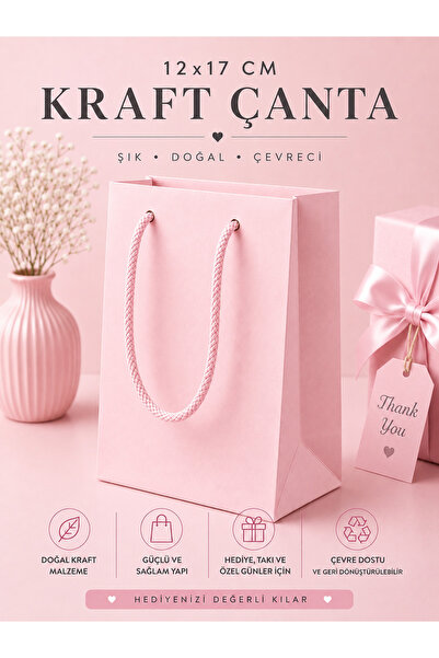 eğlencemarketi 12x17 cm İpli Karton Hediye Çantası Premium Butik Çanta 10 Adet