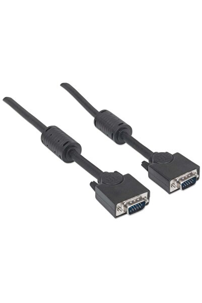 MANHATTAN Cablu SVGA HD15 St/St 3.0m cu miez de ferită, negru