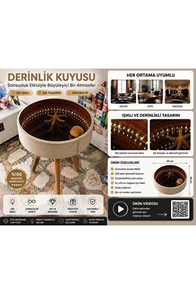 1000 çeşit hediye dünyası Sonsuzluk sehpası led ışıklı yan sehpa