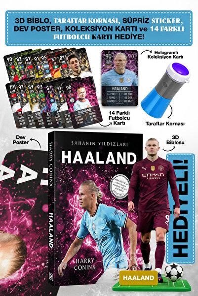 Parodi Yayınları Haaland Futbolcu Kitabı - Maç Kornası, 3D Biblo, Dev Poster,...