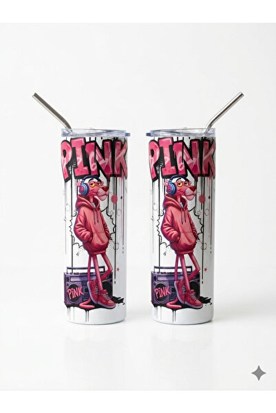 HOLOL 600ml Tumbler Cup Pink Panther Thermal Insulated Mug