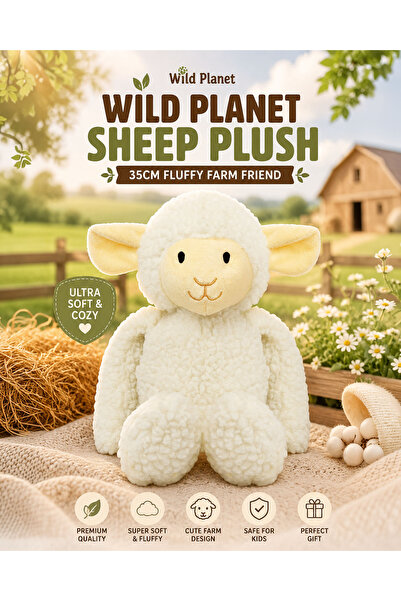 Wild Planet Sheep Plush 35cm Ultra Soft Fluffy Lamb Stuffed Animal Toy Cute F...