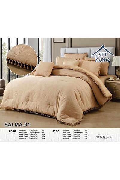 SOFT HOME لحاف صيفي دانتيل نفرين 8 قطع --تفاصيل جاكار فاخرة… تكتمل بسحر الدان...