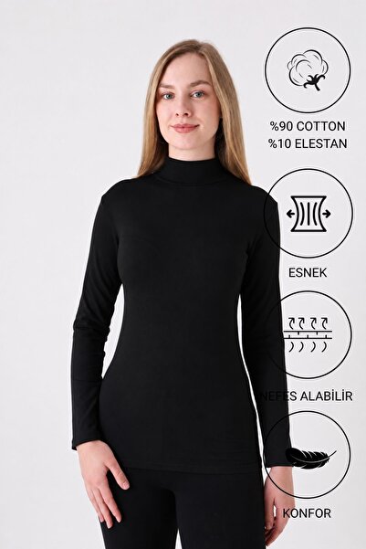 Altınay Women's Long Sleeve Hijab Bodysuit - 90% Cotton