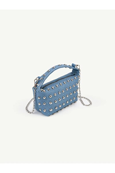 Beshora Penny Denim Color Women's Mini Size Staple Detailed Handbag and Shoul...