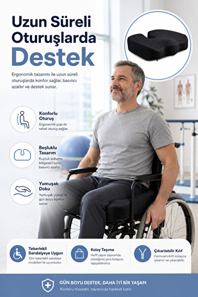 EpiRelax Kuyruk Sokumu Boşluklu Visco Oturma Minderi Ergonomik Sandalye Minderi
