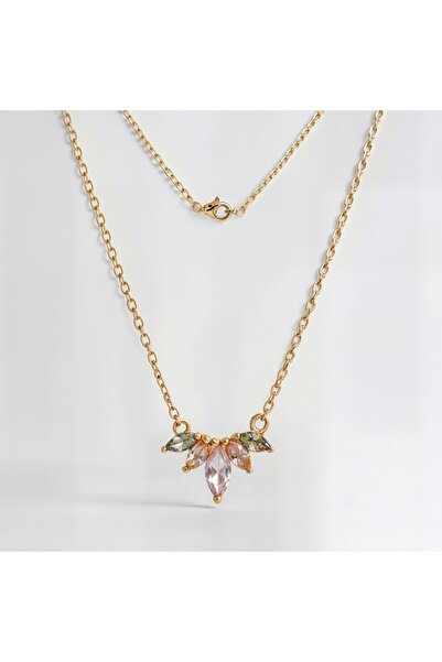 Oria Jewelry Colier din argint 925 placat cu aur cu zirconia
