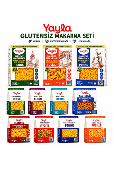 Yayla 🔥 Glutensiz Makarna Dev Karma Set – 11’li Lezzet Şöleni Vegan & Proteinli