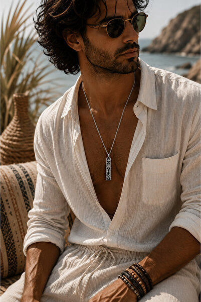 magıcgrange Ancient Greek Spirit Minimalist Necklace – Bohemian Men's Accesso...