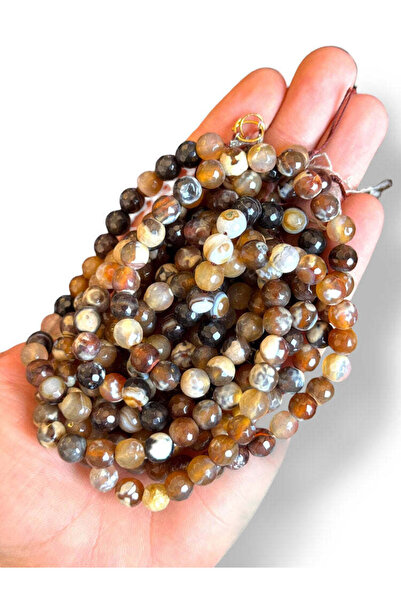 Bozhi Bead Set Faceted Agate Natural Stone 8mm - Natural Stone Faceted