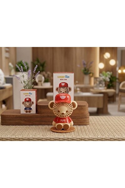 Mango Home Kırmızı - Sevimli Ayıcık Mini Soğutucu El Fanı - USB Şarjlı, Taşın...